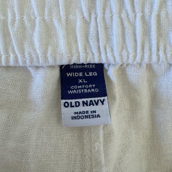Old Navy Wide Leg Pants XL White Linen Blend Comfort Waistband High Rise - Picture 5 of 8